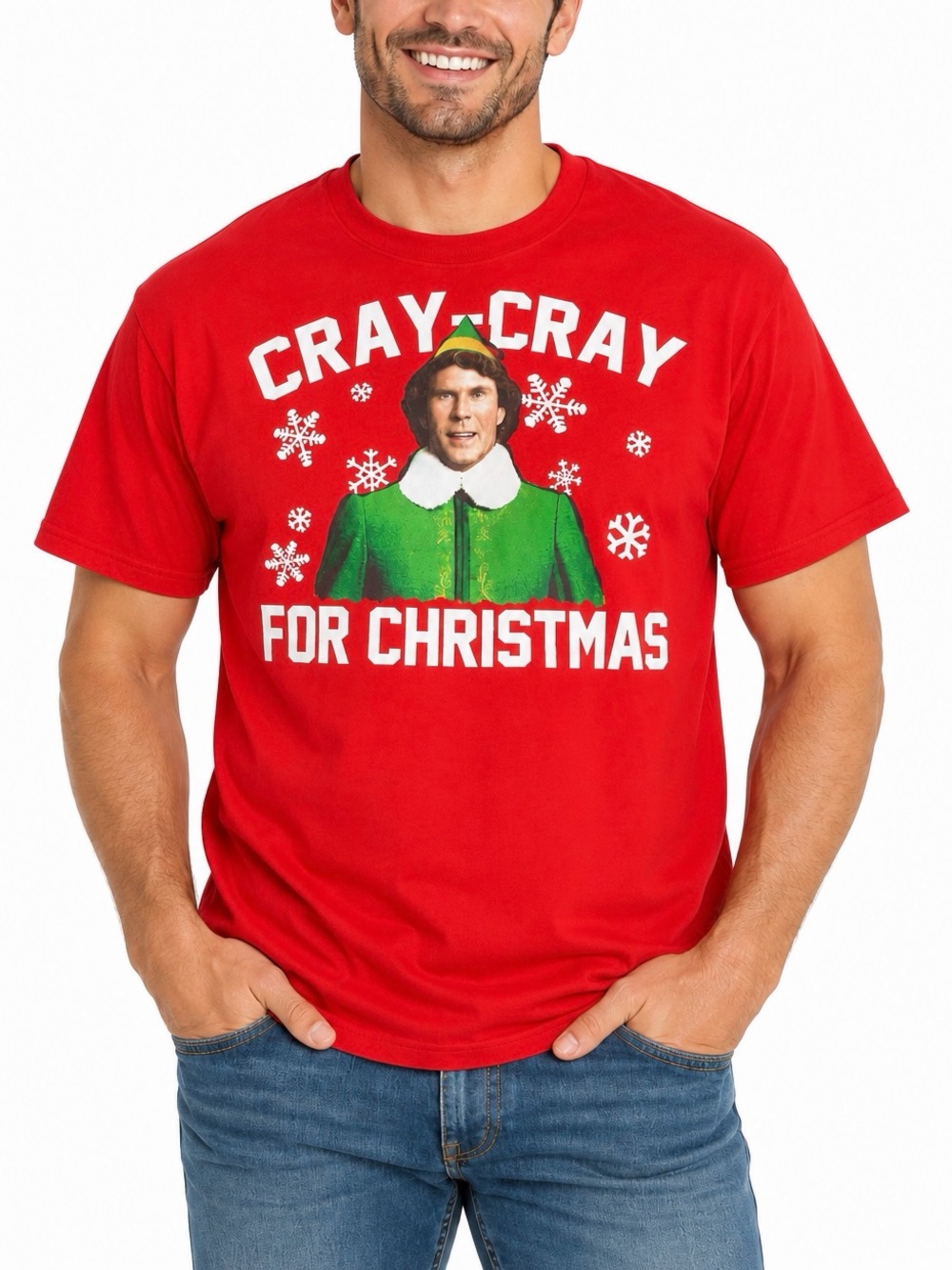 Elf Movie Cray-Cray for Christmas Red Graphic T-Shirt XL Buddy Holiday